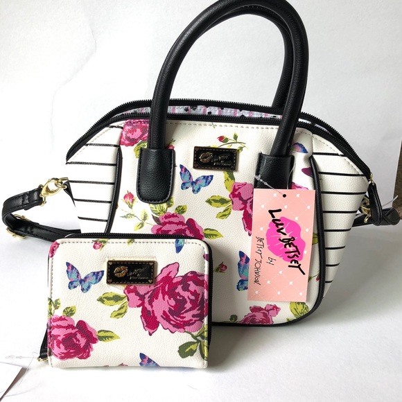betsey johnson purse and wallet set